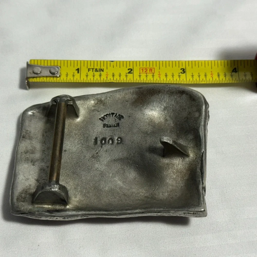 Vintage Heritage Pewter Belt Buckle1009 Ocean Scene Sunset Seagul‎ 3D
